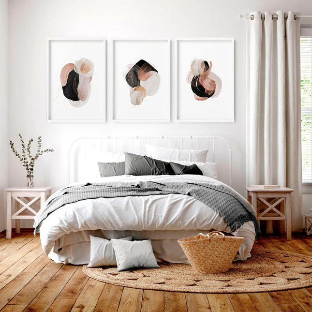 Modern abstract art prints | set of 3 Bedroom wall art