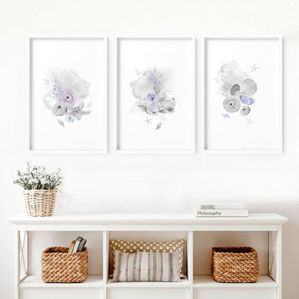 Modern beach house decor | Set of 3 wall art prints