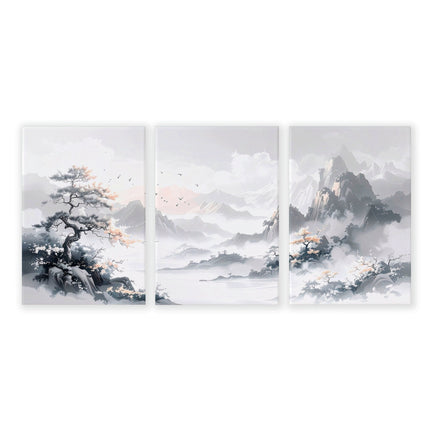 Modern Pictures For Living Room | Set of 3 Asian Inspired Wall art Prints