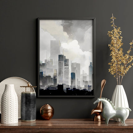 Modern Wall Art For Living Room Uk | Set of 3 Urban Skyscrapers Wall art Prints