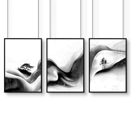 Modern Wall Art Living Room | Set of 3 Asian Inspired Wall art Prints
