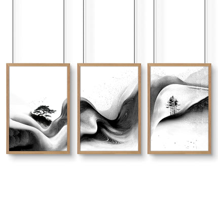 Modern Wall Art Living Room | Set of 3 Asian Inspired Wall art Prints