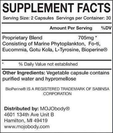 MOJObody Freeze Dried Marine Phytoplankton – Supports Brain & Heart Health | 60 Capsules