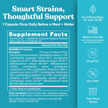 Momma Prenatal Probiotics – Gut Health for Mom & Baby | Pregnancy & Nursing