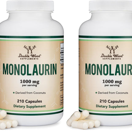 Double Wood Monolaurin Immune Support – 1,000mg per Serving, 210 Capsules (Vegan, Non-GMO, Gluten Free) – Pack of 2