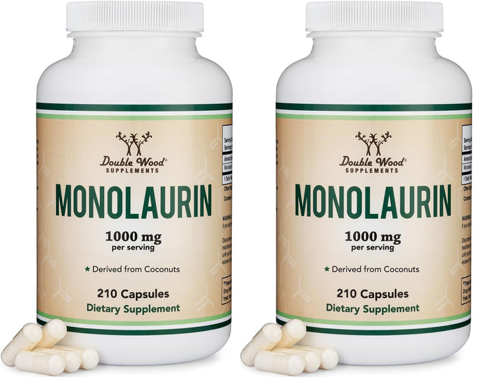 Double Wood Monolaurin Immune Support – 1,000mg per Serving, 210 Capsules (Vegan, Non-GMO, Gluten Free) – Pack of 2