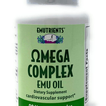 Montana Emu Ranch EMUtrients Omega Complex Emu Oil 750mg | Omega 3, 6, 7, 9 | 90 Veggie Caps