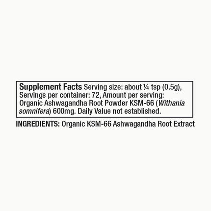 Moon Juice Organic Ashwagandha Supplement – KSM-66 Root Powder (15:1) for Focus, Mood & Stress, 72 Servings