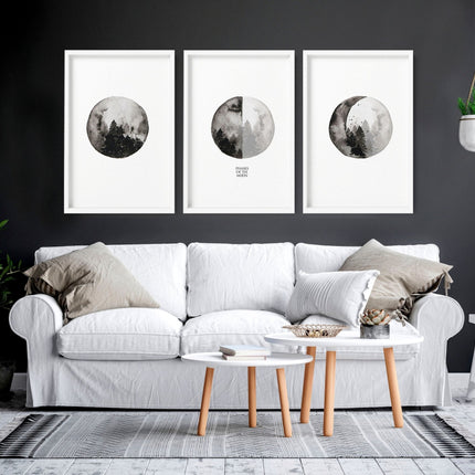 Moon wall art | set of 3 framed wall art prints