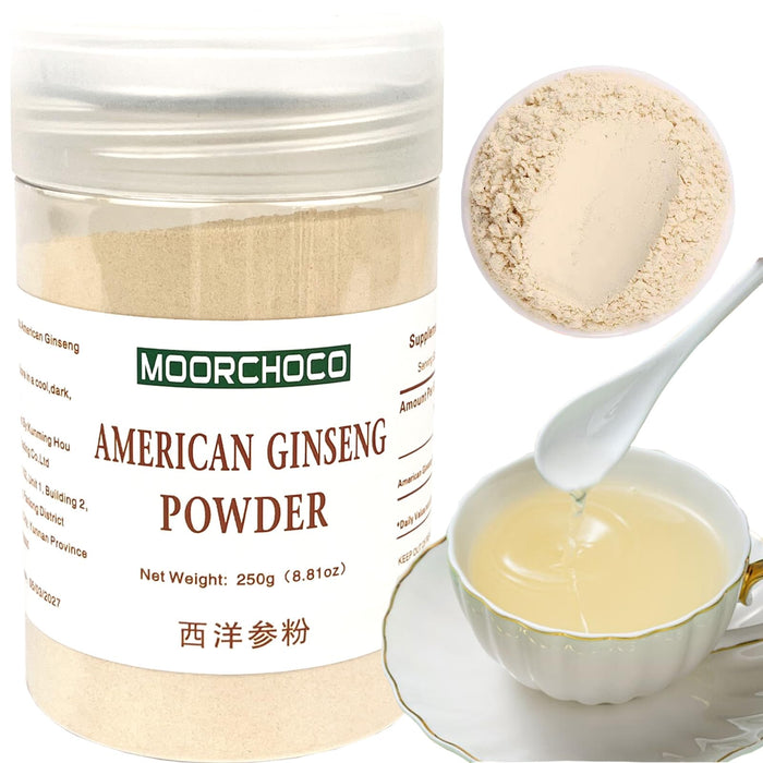 MOORCHOCO Western Ginseng Powder 250g | Wisconsin Panax Root, Non-GMO, Gluten-Free