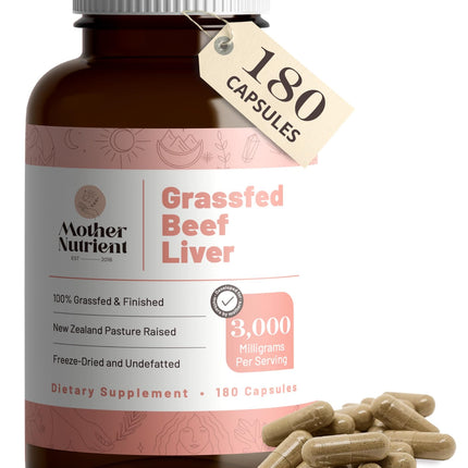 Mother Nutrient Grass-Fed Beef Liver Capsules – 180 Caps, 45-Day Supply, New Zealand Sourced