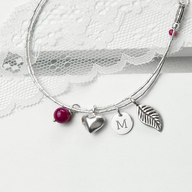 Personalised Silver Bracelet with Ruby