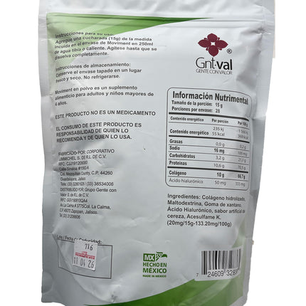 Moviment: Hydrolyzed Collagen + Hyaluronic Acid – Sugar-Free Cherry Flavor