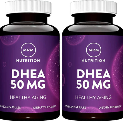 MRM Nutrition DHEA 50mg | Healthy Aging | Micronized for Absorption | Memory + Mood | HPLC Tested for Purity + Potency | Gluten-Free + Vegan + Non GMO | 90 Servings (Pack of 2)