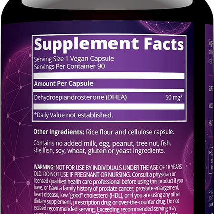 MRM Nutrition DHEA 50mg | Healthy Aging | Micronized for Absorption | Memory + Mood | HPLC Tested for Purity + Potency | Gluten-Free + Vegan + Non GMO | 90 Servings (Pack of 2)