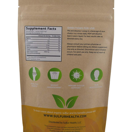 MSM Organic Sulfur - 99.9% Pure MSM Supplement - Lab-Tested & Certified (1 Pound)