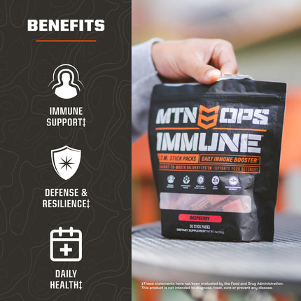 MTN OPS Immune STM Powder Drink Mix – Raspberry Flavor (30 Servings)
