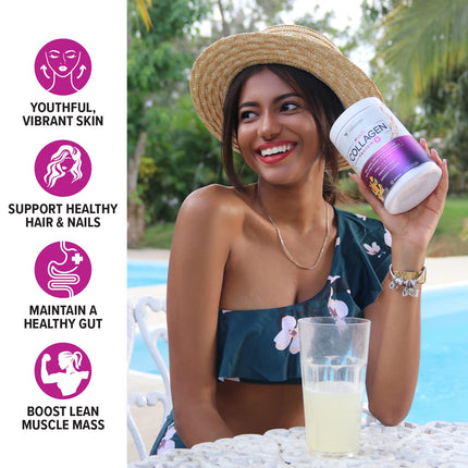 Multi Collagen Peptides Powder for Women – Hydrolyzed Collagen with Vitamin C & Hyaluronic Acid (Tropical Punch, 30 Servings)