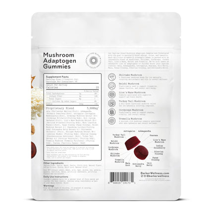 Mushroom Gummies - Lion's Mane, Cordyceps, Reishi, Shiitake Adaptogen Supplement | Immune Support, De-Stress, Mood & Energy - 60 Count | Vegan, Sugar-Free, Non-GMO