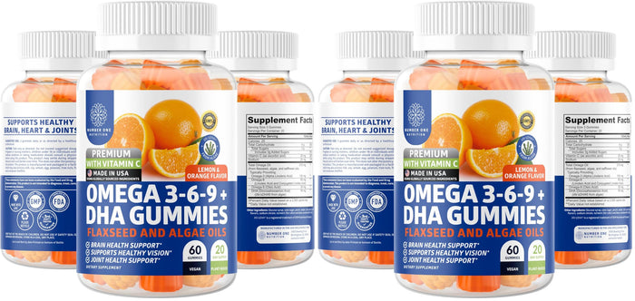 N1N Omega 3-6-9 + DHA Gummies (Vegan) – Brain & Immunity Support | Pack of 2