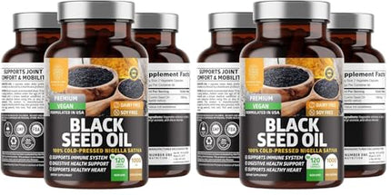 Number One Nutrition N1N Premium Black Seed Oil 1000 mg | Cold-Pressed Nigella Sativa | 120 Caps (Pack of 2)