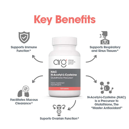 Allergy Research Group NAC Supplement – N-Acetyl-L-Cysteine, Immune Support, 120 Count