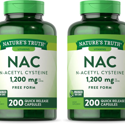 Nature's Truth NAC N-Acetyl Cysteine 1,200 mg | 200 Capsules | Pack of 2 | Non-GMO & Gluten Free