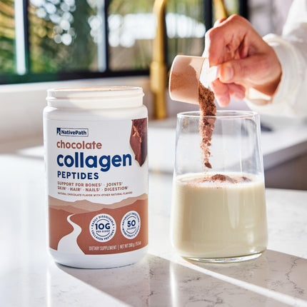 NativePath Collagen Peptides Chocolate – Hydrolyzed Type 1 & 3, Grass-Fed (268g)