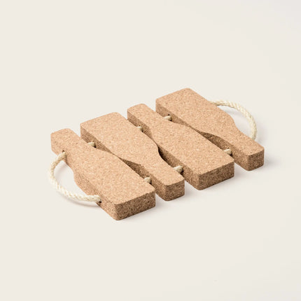 Natural Cork Bottles Trivet with Rope Handles