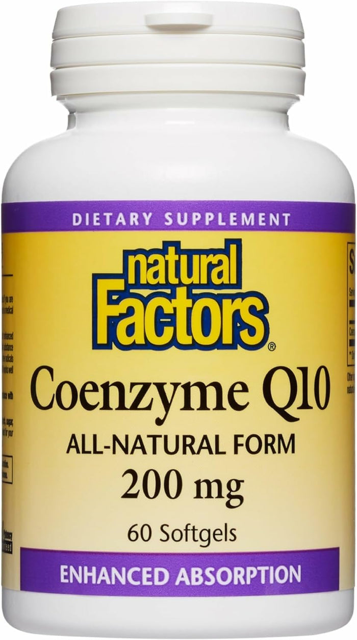 Natural Factors CoQ10 200 mg - Antioxidant Support for Energy & Heart Health | 60 Softgels