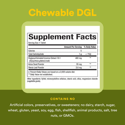 Natural Factors DGL Chewable – Digestive Support with Licorice Root, 180 Tablets