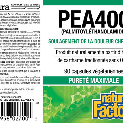 Natural Factors PEA400 - Pure Palmitoylethanolamide for Nerve & Comfort (90 Capsules)
