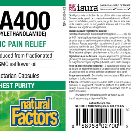 Natural Factors PEA400 - Pure Palmitoylethanolamide for Nerve & Comfort (90 Capsules)