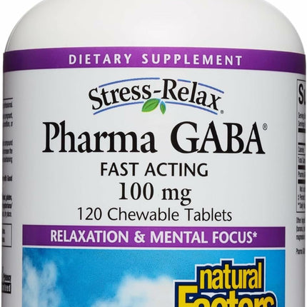 Natural Factors Pharma GABA – Calming Sleep & Focus Support, 120 Chewable Tablets