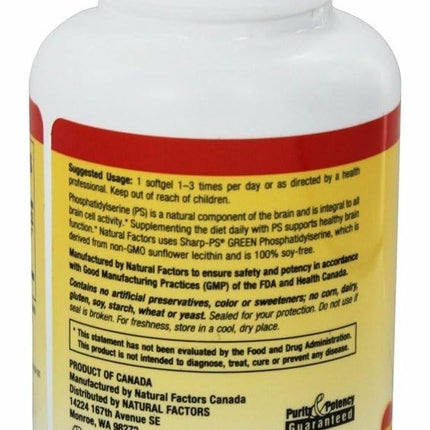 Natural Factors Phosphatidylserine – Memory & Brain Support, Gluten & Soy Free, 60 Softgels