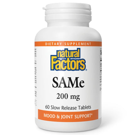 Natural Factors SAMe 200 mg – Mood Support & Joint Health, 60 Tablets