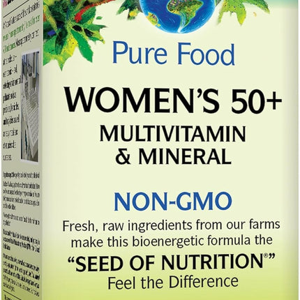 Natural Factors Whole Earth & Sea Women's 50+ Multivitamin & Mineral – Daily Bone & Brain Support (120 Tablets, 60 Servings)