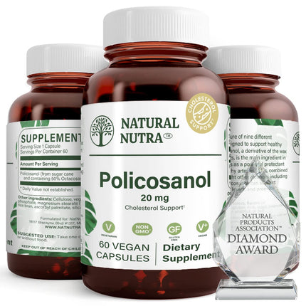 Natural Nutra Policosanol 20mg with Octacosanol – 60 Vegan Capsules