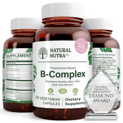 Natural Nutra Vitamin B Complex with Niacin, Folate, Thiamin, Biotin | 120 Veg Capsules