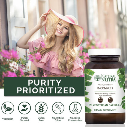Natural Nutra Vitamin B Complex with Niacin, Folate, Thiamin, Biotin | 120 Veg Capsules