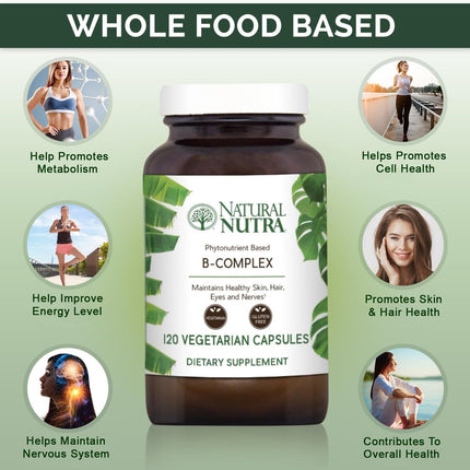 Natural Nutra Vitamin B Complex with Niacin, Folate, Thiamin, Biotin | 120 Veg Capsules