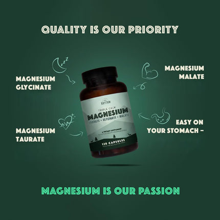 Natural Rhythm Triple Calm Magnesium 150 mg – 120 Capsules | Glycinate, Malate & Taurate Complex for Rest and Relaxation