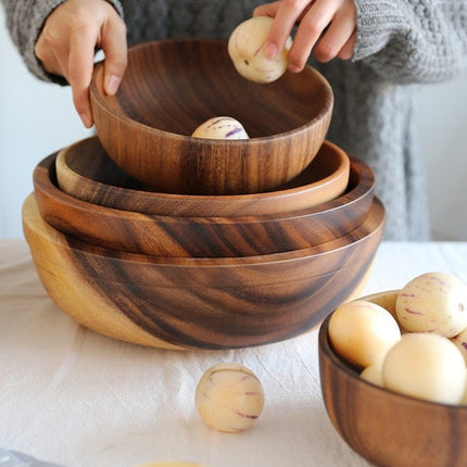 Natural Wooden Bowl, Sustainable Household Fruit Bowl, Salad Bowl for Home & Restaurant, Wooden Kitchen Utensils
