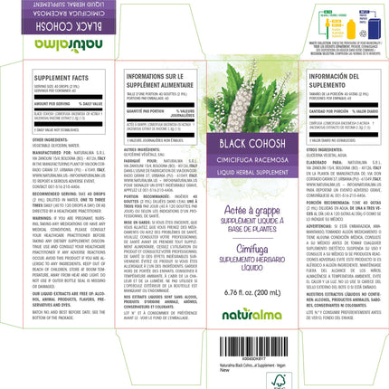 Naturalma Black Cohosh Rhizome Tincture 1:5 Alcohol-Free – 6.76 fl oz – Vegan