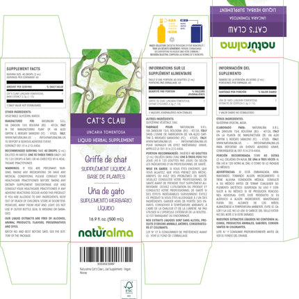 Naturalma Cat's Claw Bark Tincture (Uncaria tomentosa) - Alcohol-Free, 16.9 fl oz, Vegan