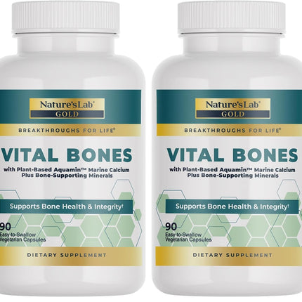 Nature's Lab Gold Vital Bones with Aquamin Plant-Based Calcium – 2-Pack, 180 Veg Capsules