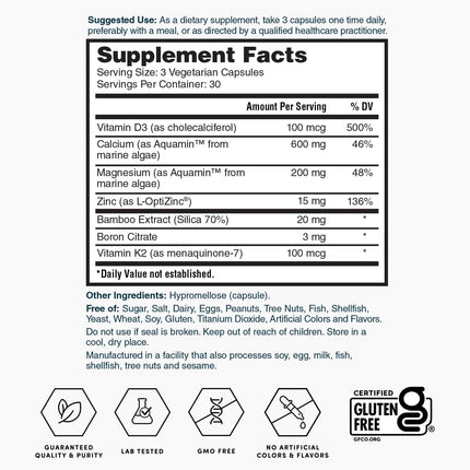 Nature's Lab Gold Vital Bones with Aquamin Plant-Based Calcium – 2-Pack, 180 Veg Capsules