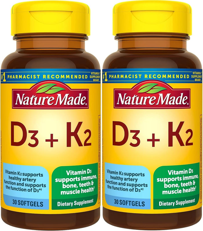 Nature Made Vitamin D3 + K2 5000 IU (125 mcg) – Pack of 2