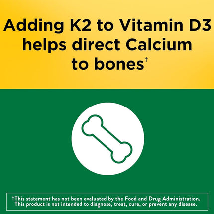 Nature Made Vitamin D3 + K2 5000 IU (125 mcg) – Pack of 2