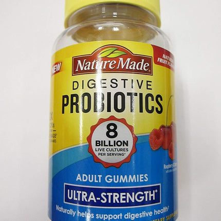Nature Made Digestive Probiotics Ultra-Strength Raspberry & Cherry – 8 Billion CFU per Serving, 42 Gummies (Pack of 2)